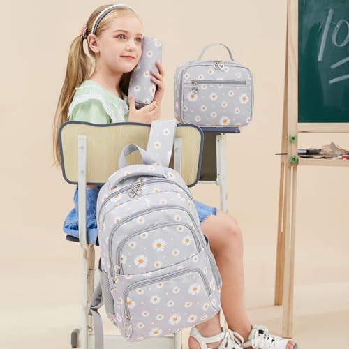 Sugaroom 3Pcs Lightweight Water Resistant Daisy Backpack for Girls Backpack with Lunch Box School Backpack Elementary Primary Kids Bookbags Set - image 7