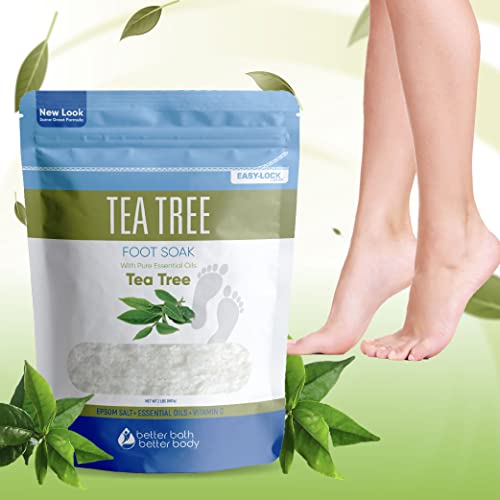 Tea Tree Foot Soak 32 Ounces Epsom Salt With Natural Tea Tree, Lavender And Eucalyptus Essential Oils Plus Vitamin C In Bpa Free Pouch With Easy Press-Lock Seal #TOP6