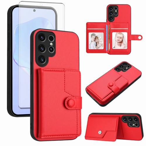 Coque portefeuille Samsung S22 Ultra mince avec verre trempé