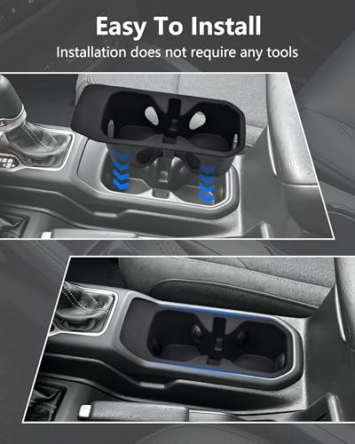 Image of Cup Holder Inserts for Jeep Wrangler JL JLU 4xe & Gladiator JT 2018-2025, Non-Slip TPE Cup Holder Liners & Center Console Inserts, Interior Accessories Protect Against Spills, Scratches and Rattles