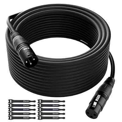 XLR Cable Microphone Cable 35 Feet,Elecan Heavy Duty Balanced XLR Speaker Cable (From 25-200FT) 3-Pin Shielded Male to Female Mic Cord,DMX Stage Lighting Patch Cable for Speaker Systems Mixer+10 Ties