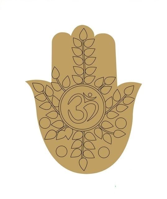 CJ Pre Marked MDF Base Hamsa Hand with Om Mantra Art Cutout for Crafts Work Home, Room Decor Laser Cut Artistic DIY Work Art and Craft (12 x 12 Inch Approx)_EB 50-image-13