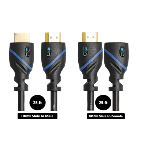 Image of C & E Gold Plated 4K |HDMI Male to Male | HDMI Male to Female | COMBO PACK [ 25-Ft ] 2 Pack