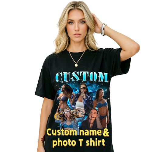 Custom Photo T-Shirts for Men Women Add Personalized Text or Image Unique Design Your Own Gift for Any Occasion