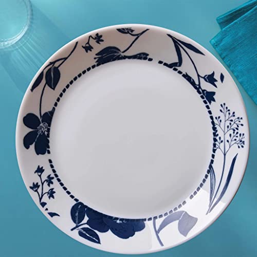 Corelle Everyday Expressions 7.5" 4-Pc Salad Plates Set, Service for 4, High-Edged Salad Plates Glass Lunch Plate Set, Microwave and Dishwasher Safe, Azure Medallion - Image 3