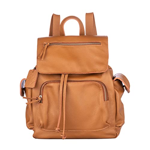 Mochila de Couro Legítimo Reforçada Andória CorCaramelo