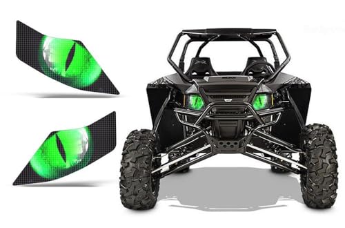 AMR Racing UTV Headlight Eye Graphics Decal Cover Compatible with Arctic Cat Wildcat - Eclipse Green