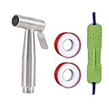 DXIA Bidet Handbrause Kit, Hand Gehalten Bidet Sprayer 304 Edelstahl Sprayer, Edelstahl WC Duschkopf, mit Teflonband und Mikrofasertücher, für Badezimmer Hygiene Toilettenpapier Windelreinigun