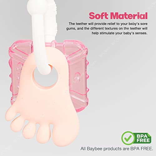Image of Baybee Ring Natural Water Filled Silicone Teether for Babies to Soothe Their Gums, Bpa Free Food Grade Easy Grasp Teething & Chewing Toys for Babies 6 to 12 Months Baby Infant (Pink)