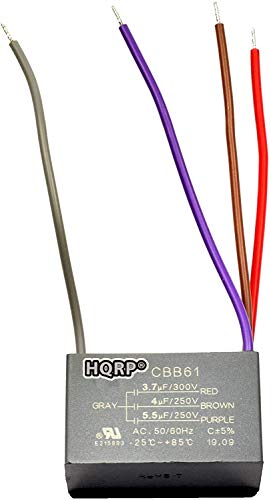 Image of HQRP Capacitor fits Hampton Bay Ceiling Fan CBB61 3.7uf+4uf+5.5uf 4-Wire UL Listed