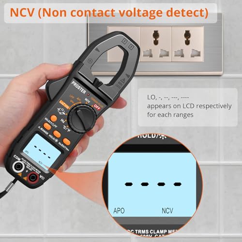 Image of Proster Digital Clamp Meter 6000 Count - 800A AC /DC Current AC /DC Voltage Multi Tester, TRMS NCV Continuity Capacitance Resistance Frequency Diode LPF LOZ Test