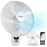 Duronic FN55 WE Wall Fan 60W 5 Blades, 40 cm Oscillating Head with Timer 3 Speeds Remote Control Powerful and Silent Motor Sliding Wall Bracket Removable on the Fly