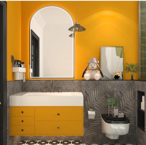 Image of DEEMUS Dark Yellow Matte Peel & Stick Self Adhesive Waterproof Sticker for Living Room, Bedroom Office,Almirah, Floor, Tabletop, Wall, Fridge,& Renovation Projects (2 x 20 Feet)