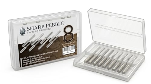 Sharp Pebble 8-Piece Chainsaw & Lawnmower Sharpener Bit Set 7/32 (5.5mm) Diamond Sharpening Stones - Durable Grinding Bits for Chainsaw Blade Lawn Mower Blade & Garden Tool Sharpening