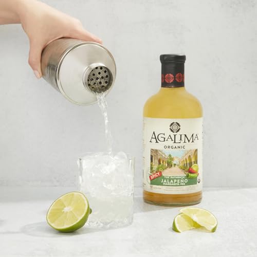 Agalima Authentic Organic Spicy Jalapeno Margarita Drink Mix, All Natural, 1 Liter (33.8 Fl Oz) Glass Bottle