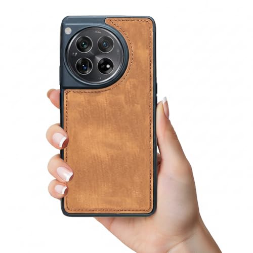Image of Leather Case for OnePlus 12R Premium Protective Stylish Slim Cover with Shockproof Raised Edges Brown