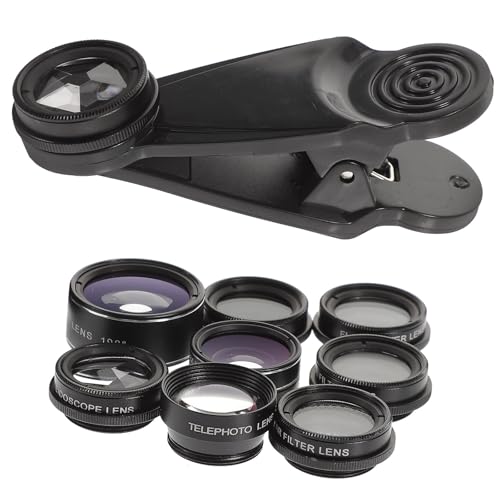 Gadpiparty Kit de lentes de cámara de teléfono móvil 10 en 1 con lente ojo de pez, gran angular y macro compatible con la mayoría de teléfonos inteligentes, negro, accesorios de fotos profesionales