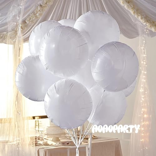 Image of 25Pcs White Round Shaped Helium Foil Mylar Balloons 18 Inch for Birthday Wedding Anniversary Engagement Party Decorations Supplies