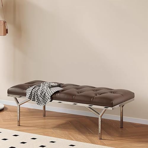 Banc d'entrée tapissé avec pieds en métal, design contemporain pour salon, chambre à coucher, couloir