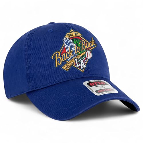 Baseball 2025 World League Champions Embroidered Patch Low Profile Dad Hat | Los Angeles LA Merch | Strapback for Men & Women (US Alpha One Size Royal Dad Back to Back)