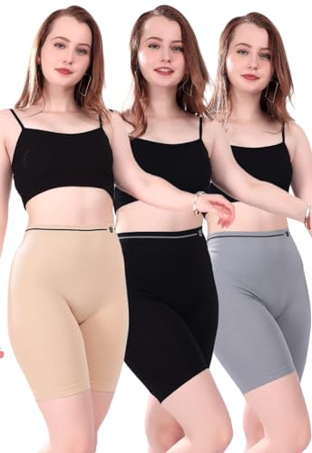 Image of Under Skirt Shorts for Women & Girls Under Dress Shorts High Waist Stretchable Skin Fit Shorties Tights for Women & Girls Cycling Shorts for Women Shorts Biker Bicycle Shorts