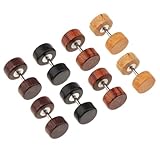 mophrati Pendientes de túnel con rosca de Para madera, estilo barra, regalo de moda para todos, diámetro de 6 mm, 4 pares, juego de pendientes con rosca,
