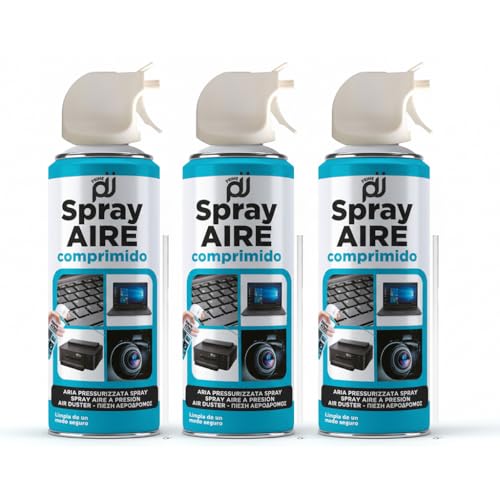 PRIME JJ- PACK 3 Spray de Aire comprimido a base de gas para limpieza de material electrónico, 400 ml (3)