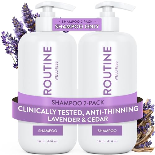 Image of Routine Wellness Anti-Thinning Volumizing Shampoo for Thinning Hair & Hair Loss - Grow Your Confidence with Biotin & DHT Blockers - 14 oz Lavender & Cedar - 2 Shampoos