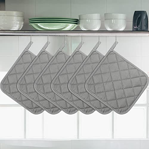 Set Of 12 Oven Potholders Kit Square Pot Holders Cotton Machine Washable Hotpads For Cooking Heat Resistant Kitchen Hot Pads With Hanging Loops Trivet Cloth For Baking, 7 X 7 Inches (Gray) #TOP5