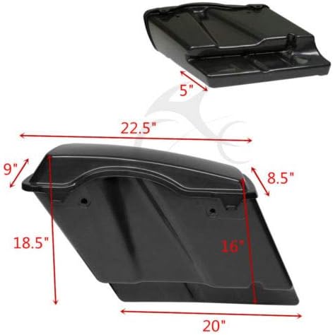 Miniatura 2 de TCT-MT. - Alforjas alargadas de 5.0 pulgadas con llave de cerrojo para Harley Touring 1993-2013 Road King Electra Street Glide FLHR FLHT FLHTCU
