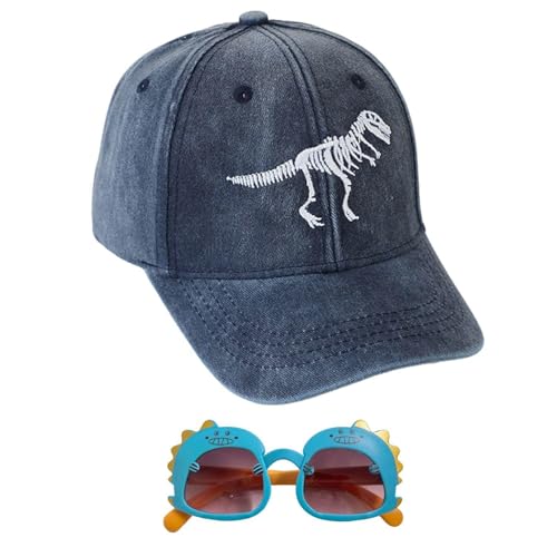 1 Pieza De Dinosaurios -Gorra De Masa Y 1 Pieza De Niños -Dinosaures -Sunglasses, Gorra De Béisbol Bordada De Dibujos Animados, Sombrero Activo Que Respira, Protector Solar.