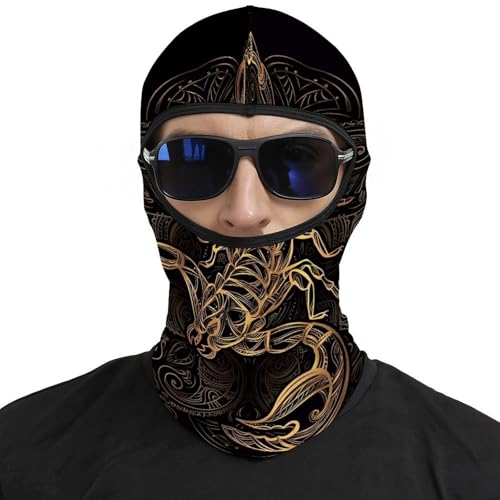Máscara de esquí Gold Scorpion para hombre y mujer, protector de cuello resistente al viento, calentador, cubierta facial completa, gorro de cuello, máscara facial para motocicleta, bufanda de invierno para deportes al aire libre miniatura 3