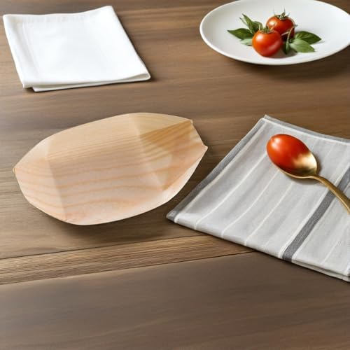 Vajilla desechable de madera estilo japonés con forma de barco para sushi y snacks 7