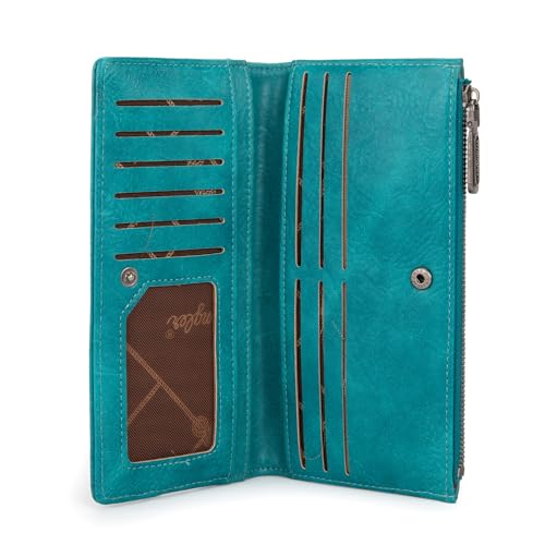 Image of Wrangler Minimalist Wallet for Women Credit Card Wallet Ladies Travel Wallets Monederos de Mujer Card Cases & Money Organizers with Smooth Zippers for Womens Turquoise