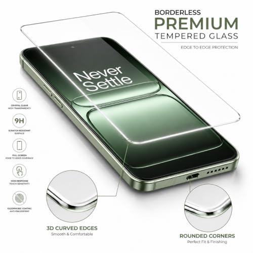 Image of ArmourPro 3D Borderless Tempered Glass for OnePlus 13s, Set of 2 HD Clear Screen Protectors with 3D Curved Edges, 9H Hardness, Oleophobic Coating, Case Friendly