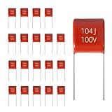 JCCON 20-Pack 100V 104J Premium Quality Metallized Polyester Film Capacitors, P5 CL21 100000pF 100nF 0.1uF MEF Caps with Superior Performance
