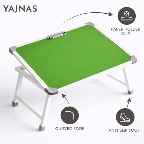 Image of YAJNAS Multipurpose Portable Study Laptop Table (15 x 26 Inch) | Height Adjustable Foldable Lap Desk Bed Table for Kids Students Home Office Online Classes Study Learning - Parrot Green