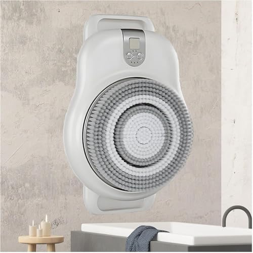 シャワー用背中用スクラバー 壁掛け式 - 電動背中角質除去ブラシ、7インチブラシヘッド、360°自動回転、高/低ギア、ディープクレンジング&背中マッサージ