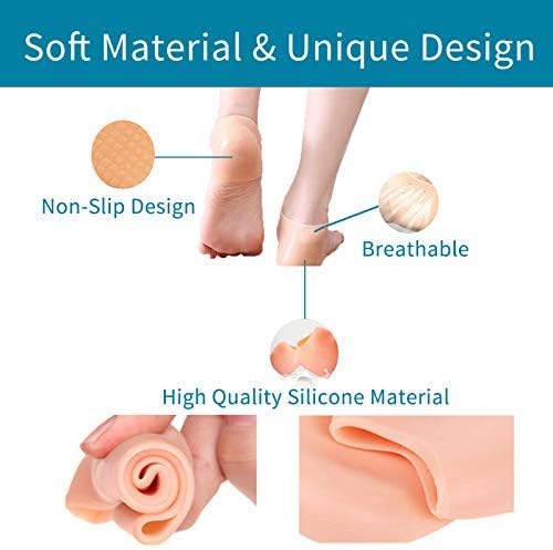 UWIOFF 2Pcs Height Increase Insoles Silicone Height Increase Socks for Women Men Invisible Soft Gel Heel Lift Pads Heel Cushion Inserts Taller Height Lift Shoes Insole