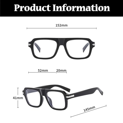 Image of LJCZKA Blue Light Blocking Glasses for Men Women Square Thick Frame Anti Eyestrain Computer Gaming Clear Lens Eyeglasses