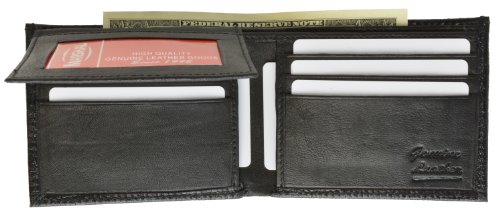 MARSHAL Ostrich Print Cowhide Leather Bifold Wallet with Flip Id window & Credit card Slots2