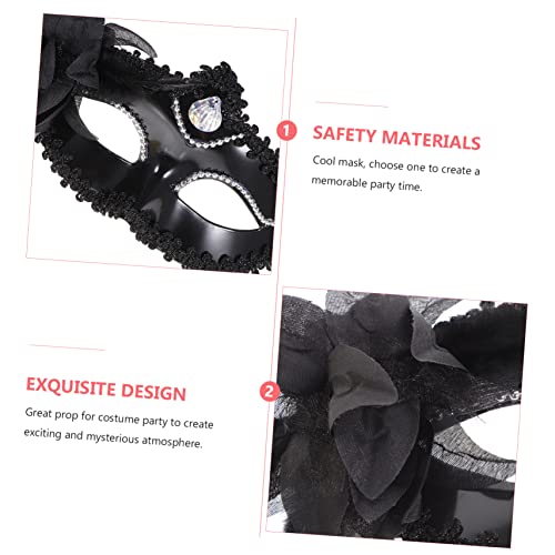 FAVOMOTO Costume Props Carnival Performance Christmas Halloween Mardi Venetian A Masquerade for Flowers Stick Black Prom with Half Ball Women Masks Womens on Gras Accessories Mask - Image 3