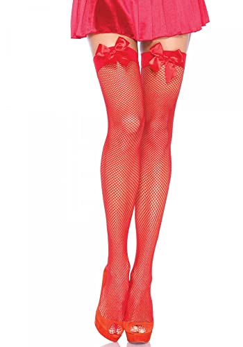 Leg Avenue 9018 Collant en Filet avec Nœuds Rouge Tu Eur 34-38