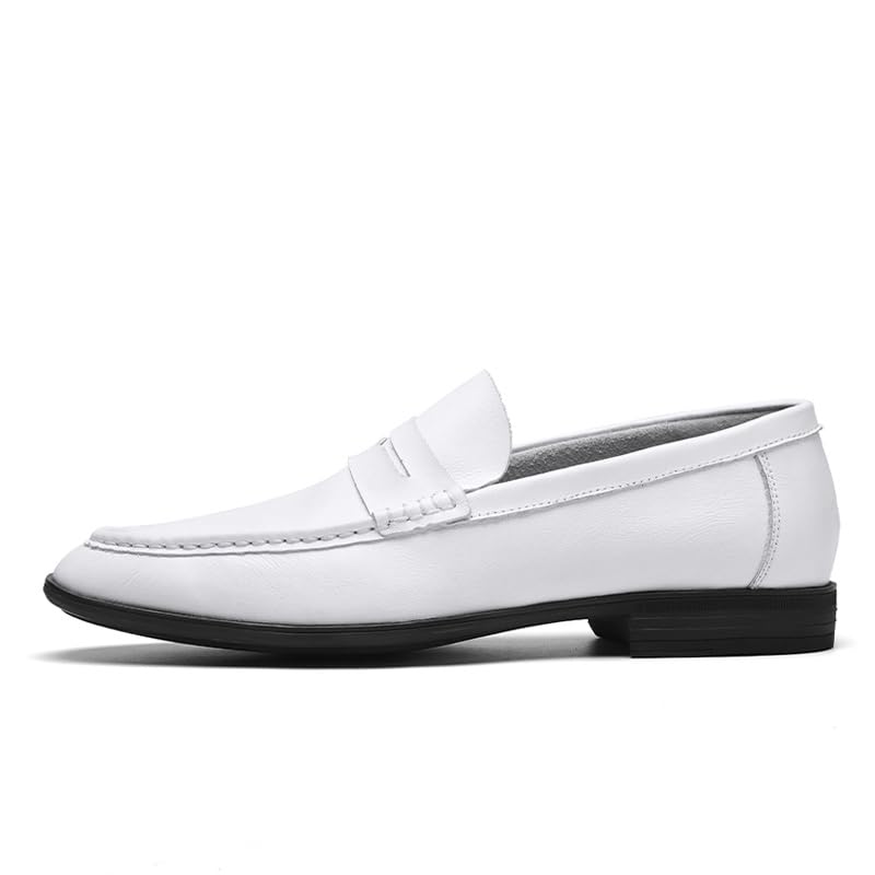 Loafers for Men Round Toe Solid Color Leather Penny Loafer Shoe Slip Resistant Lightweight Flat Heel Party Slip-on2