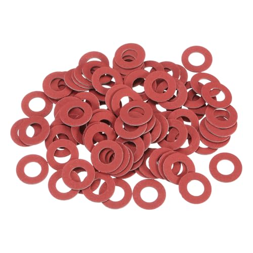 uxcell 220 Pcs M4 Fiber Flat Washers, Insulation Plain Washer 4mm ID 12mm OD 1mm Thick Red Steel Paper Gaskets for Machinery Fastener Plumbing General Repair