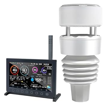 ECOWITT Wittboy Pro HP2564 Estación meteorológica, 7 en 1 jardín sensor inalámbrico al aire libre WS90 alimentado por energía solar + 7 pulgadas de interior TFT pantalla a color con botón táctil: Estación meteorológica inteligente HP2564: La estación meteorológica Ecowitt Wittboy pro incluye la consola con pantalla TFT y el sensor meteorológico externo WS90 7 en 1. El sensor meteorológico externo integrado recopila datos precisos sobre la tem...