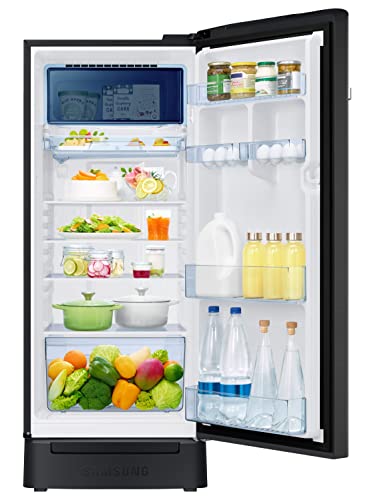 Image of Samsung 215L 3 Star Inverter Direct-Cool Single Door Digi-Touch Refrigerator Appliance (RR23C2F23BX /HL,Luxe Black) Base Stand Drawer