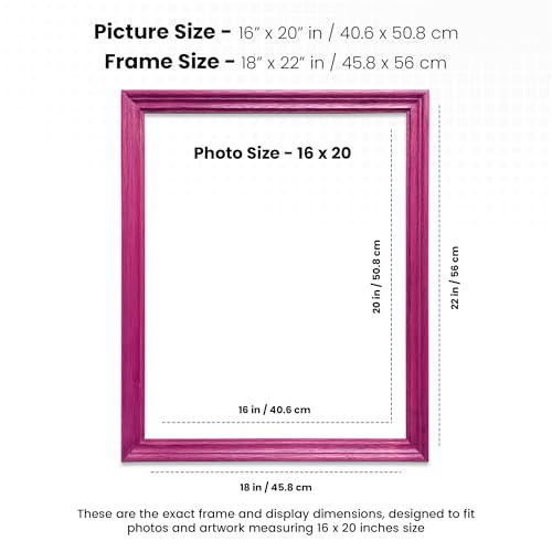 Image of Handmade Pink Wooden Rectangular Photo Frame, 16 x 20 inch Display for Artworks, Pictures and Photos of Your Loved Ones, Best for Home, Office, Wall Decor, Living Room, Bedroom, Pink Robin