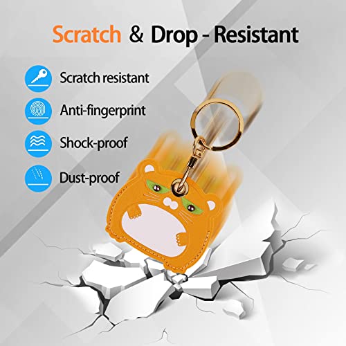 Image of Leather Keychain Case Holder Compatible with Apple AirTag, GPS Airtag Keychain Finder Tracker with Key Ring, Anti-Scratch Protective Air Tag Cover | Leather