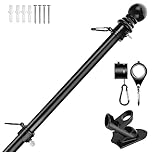 Holdfiturn 6FT Flagpole Kit with Bracket Wall Mounted Stainless Steel Flagpole Professional Metal Flag Pole for House Garden Yard Residential and Commercial Use